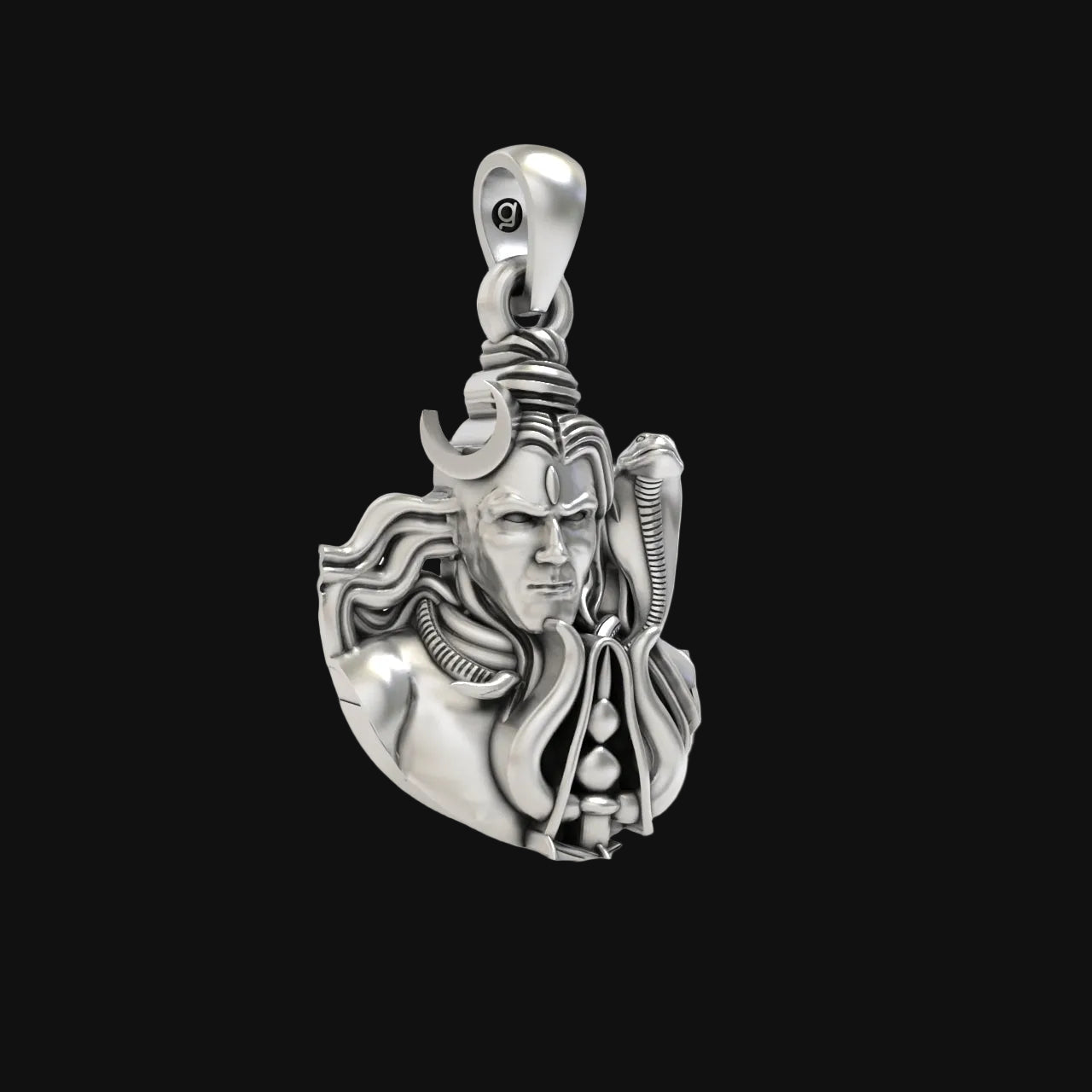 92.5 Silver Mahadev Face Pendant