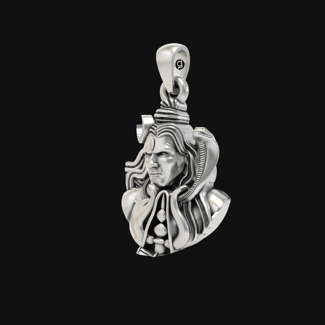 92.5 Silver Mahadev Face Pendant