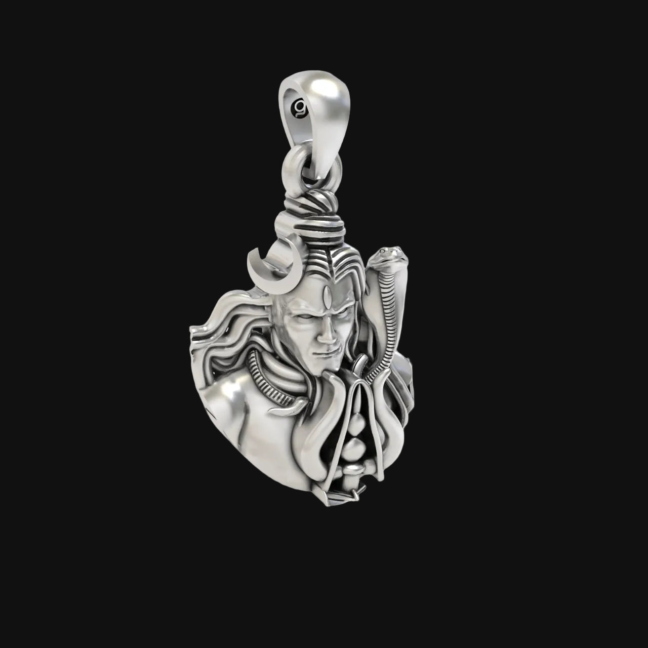 92.5 Silver Mahadev Face Pendant