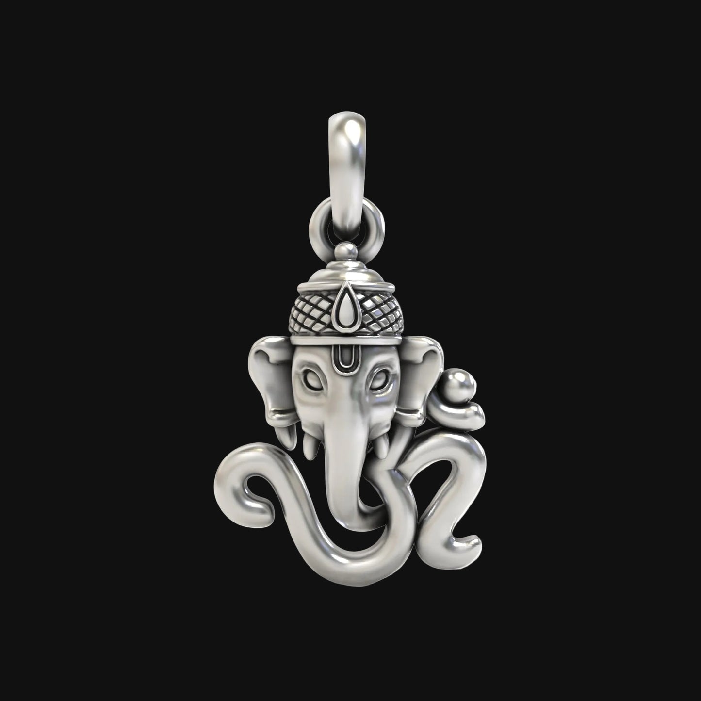 Silver OM with Ganesh face Pendant