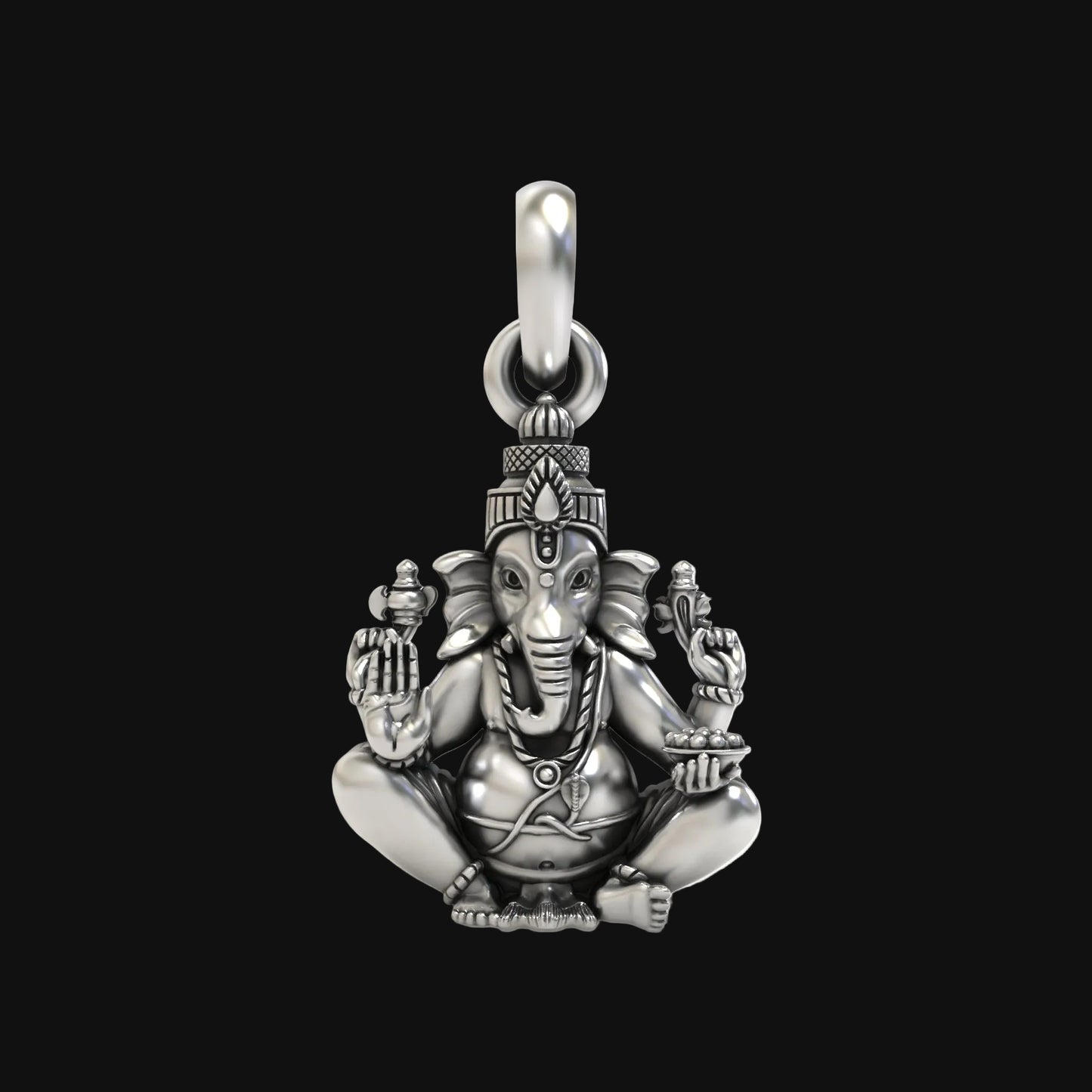 Small Sitting Ganesha Silver Pendant