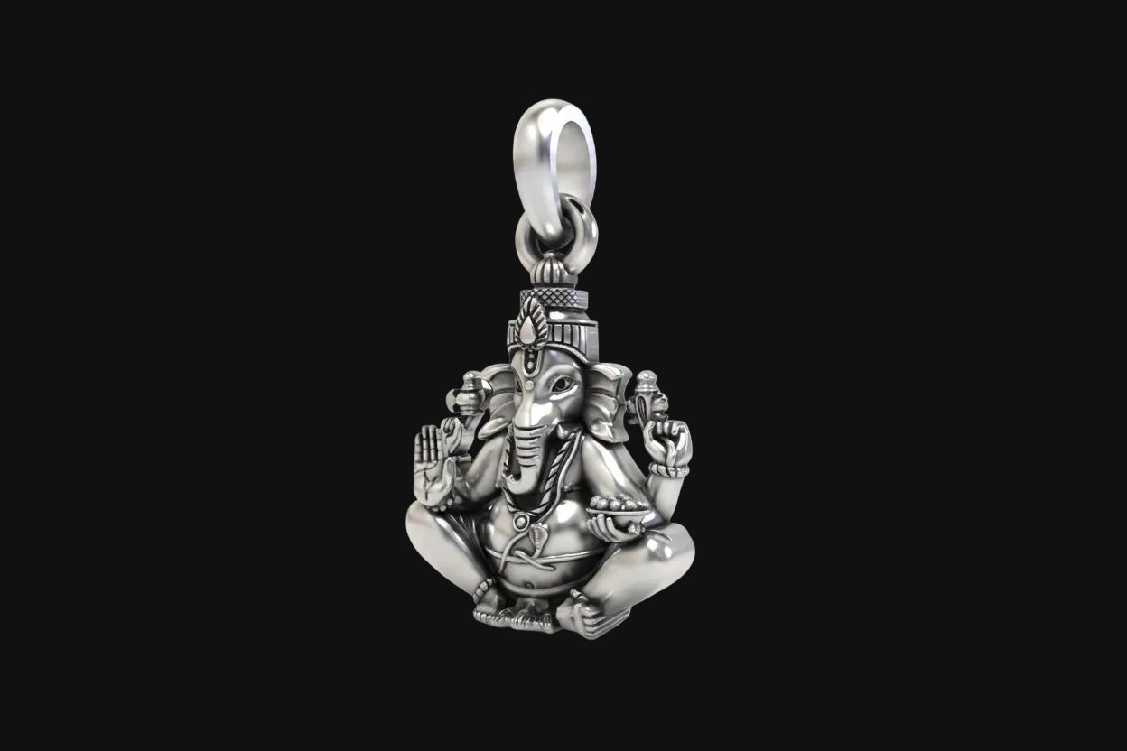 Small Sitting Ganesha Silver Pendant