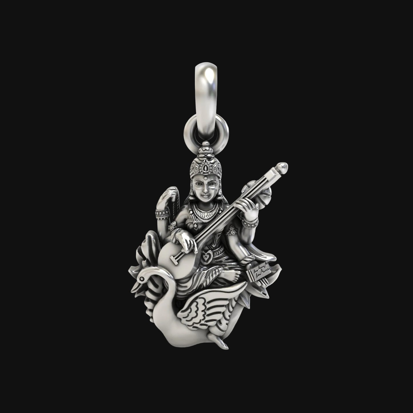 92.5 Sterling Silver Saraswati Maa Pendant
