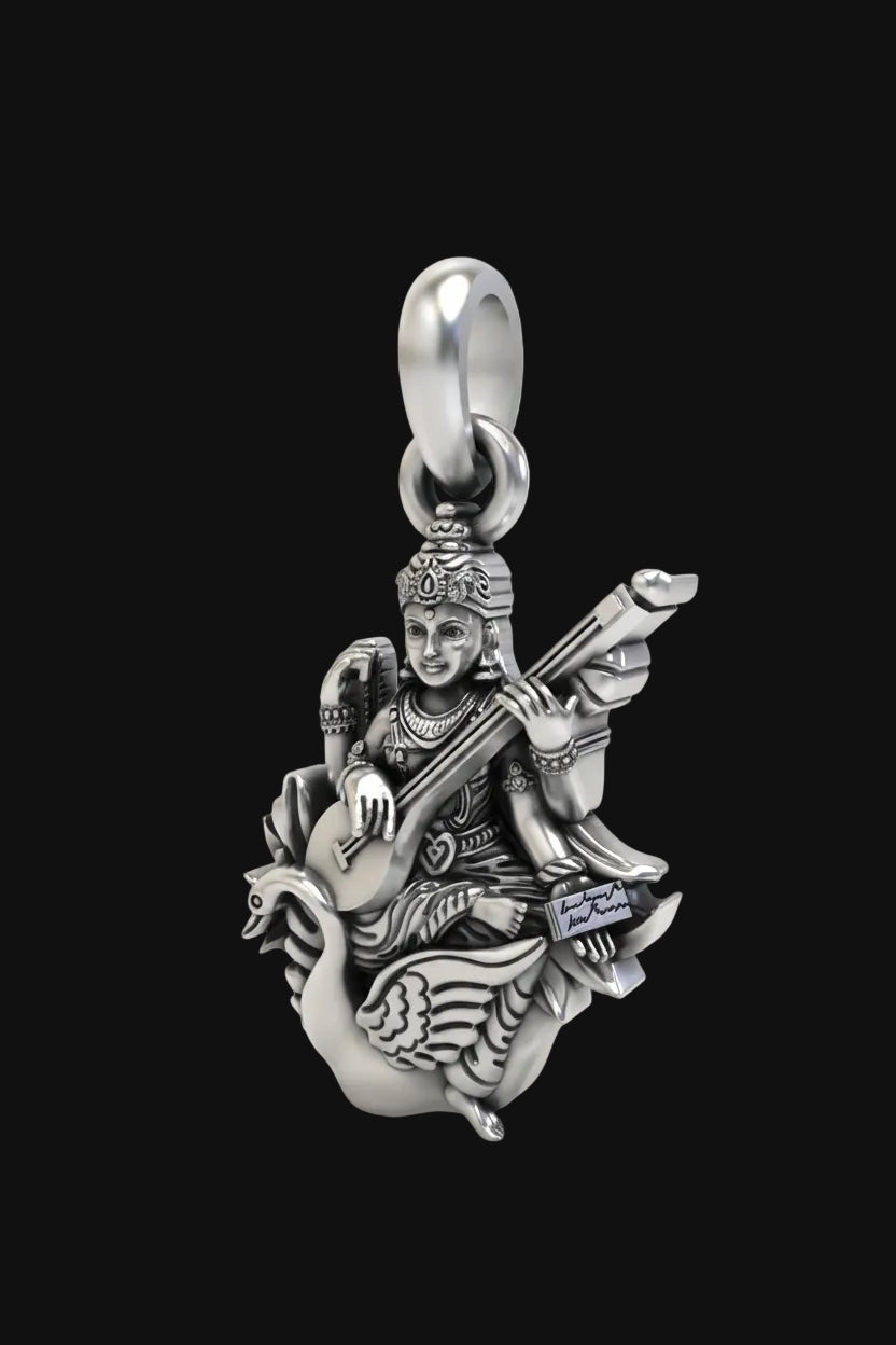 92.5 Sterling Silver Saraswati Maa Pendant