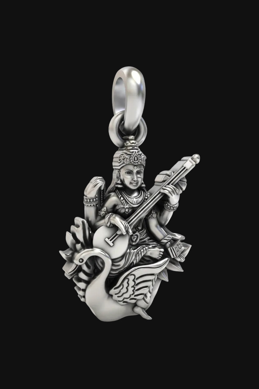 92.5 Sterling Silver Saraswati Maa Pendant