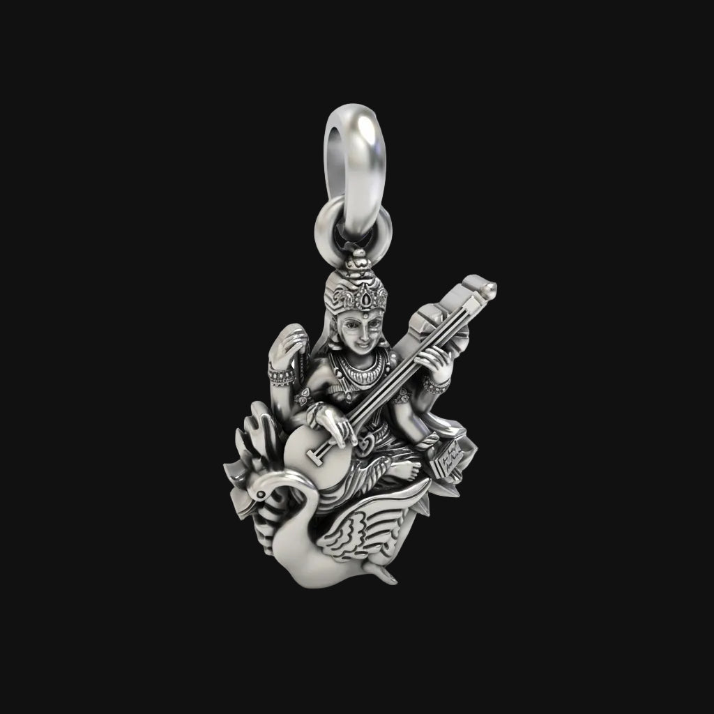 92.5 Sterling Silver Saraswati Maa Pendant