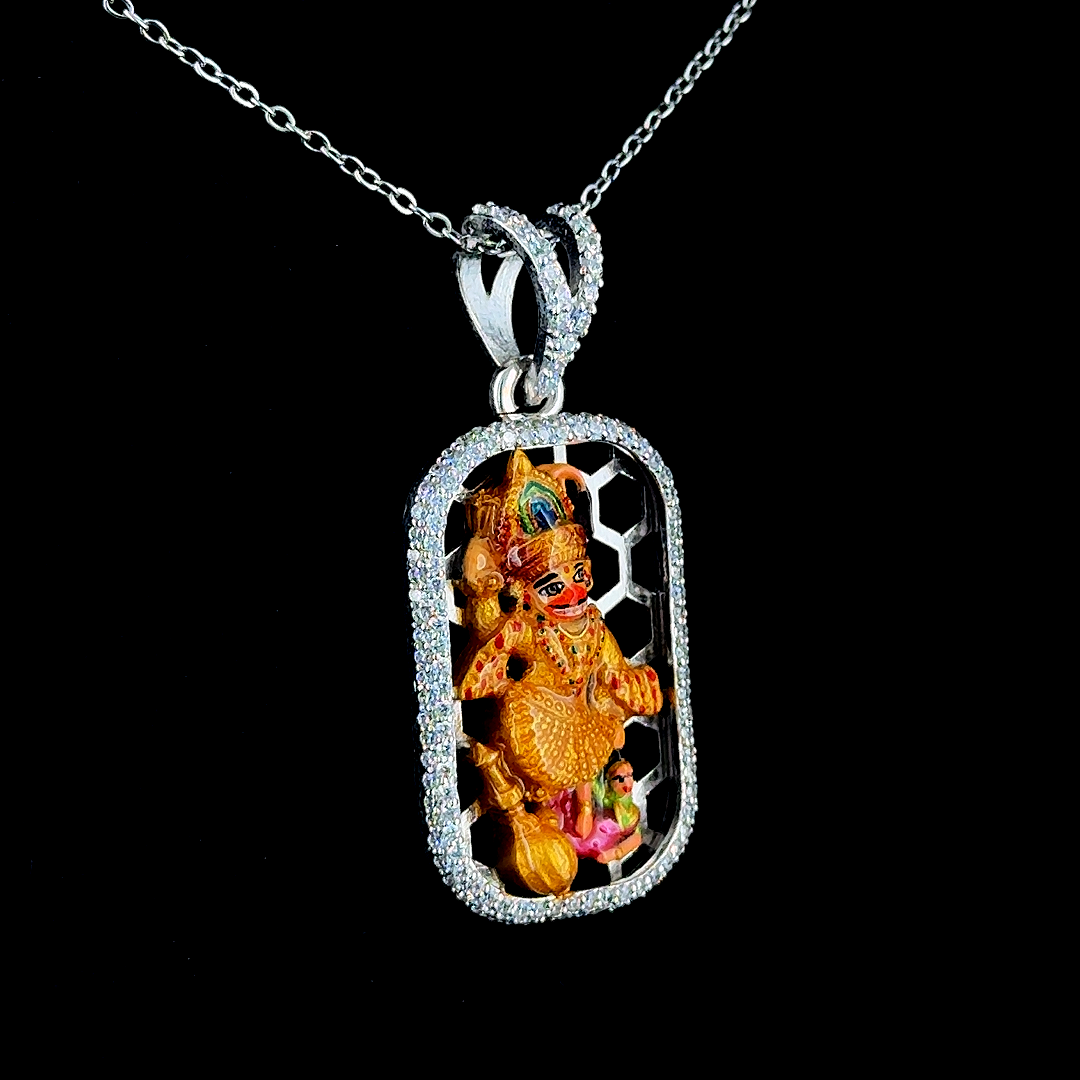 92.5 Silver Hanuman Dada Pendent