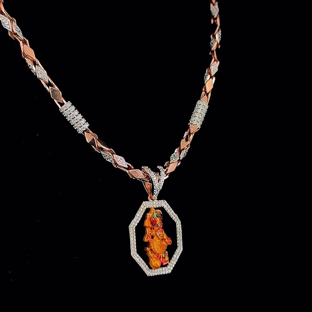 92.5 Silver Shree Hanuman Ji Pendant  with CZ Diamonds |