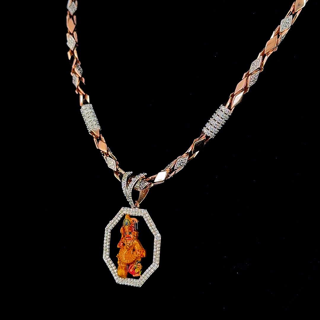 92.5 Silver Shree Hanuman Ji Pendant  with CZ Diamonds |