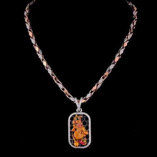 92.5 SILVER HANUMAN DADA PENDENT WITH CHAIN | CZ DAIMOND