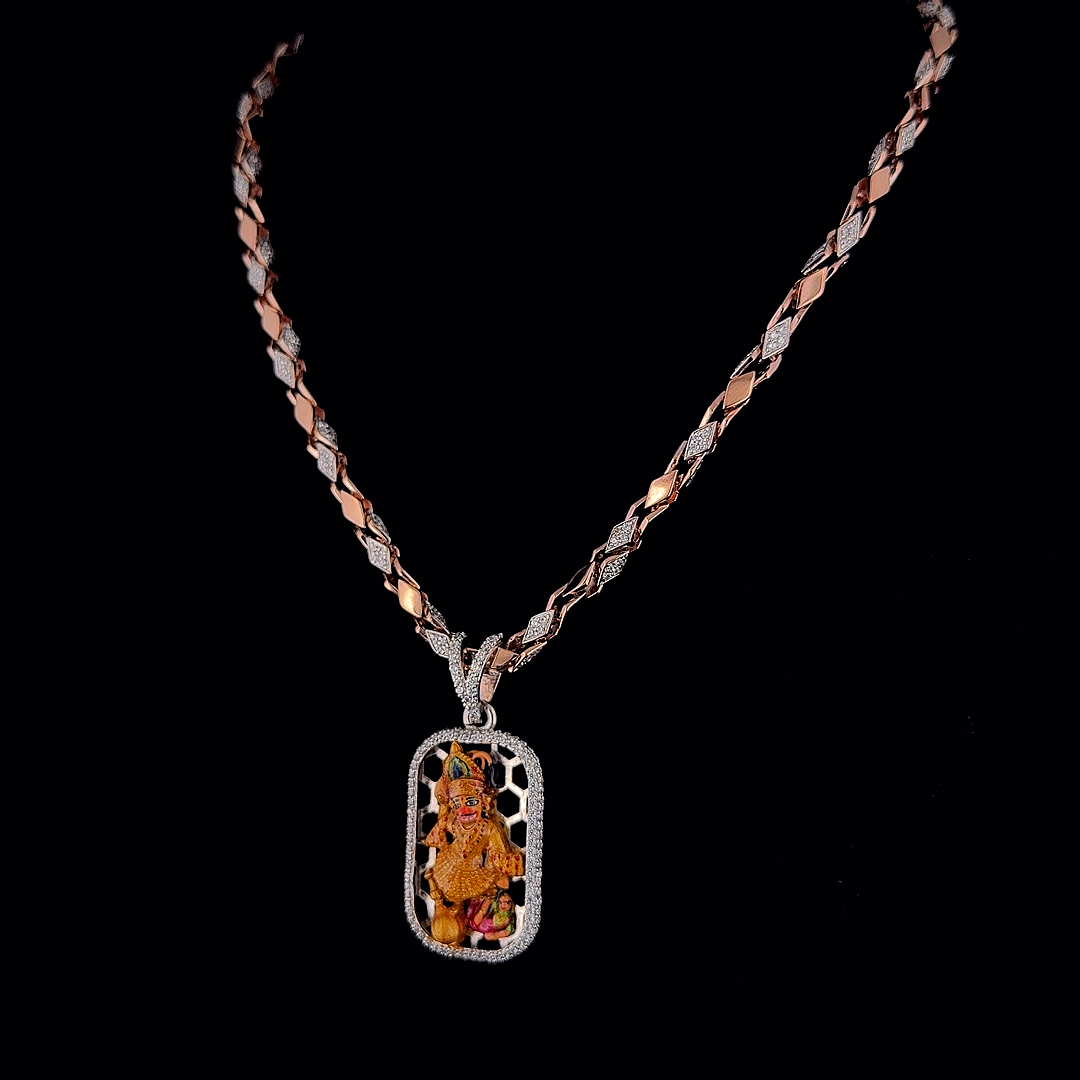 92.5 SILVER HANUMAN DADA PENDENT WITH CHAIN | CZ DAIMOND