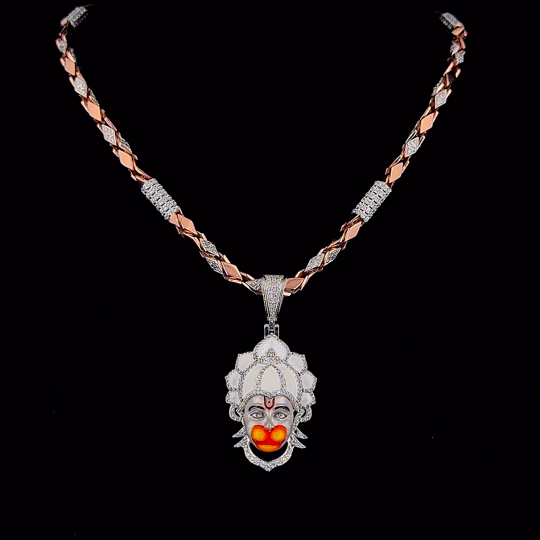 92.5 SILVER  HANUMAN DADA PENDENT WITH CHAIN