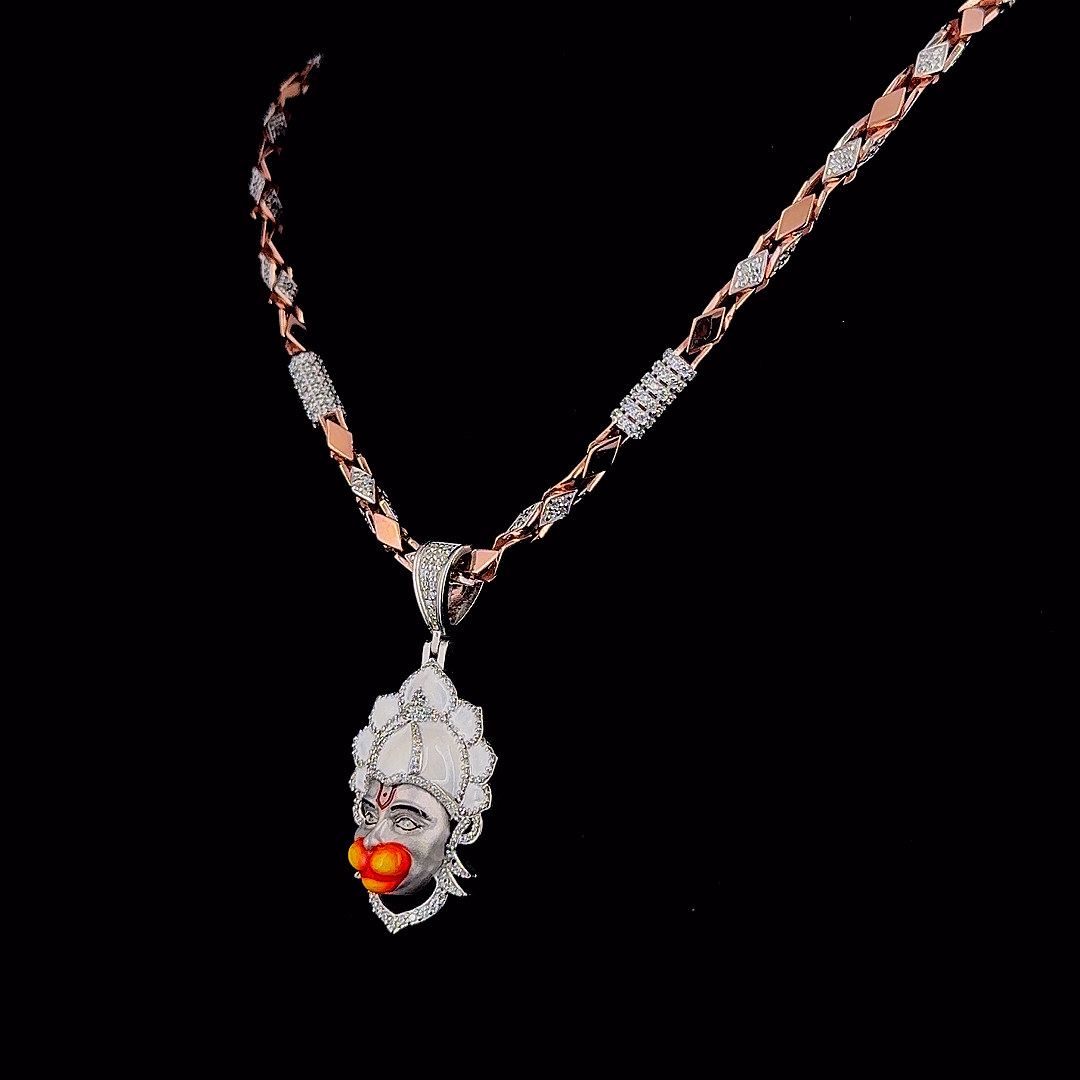 92.5 SILVER  HANUMAN DADA PENDENT WITH CHAIN