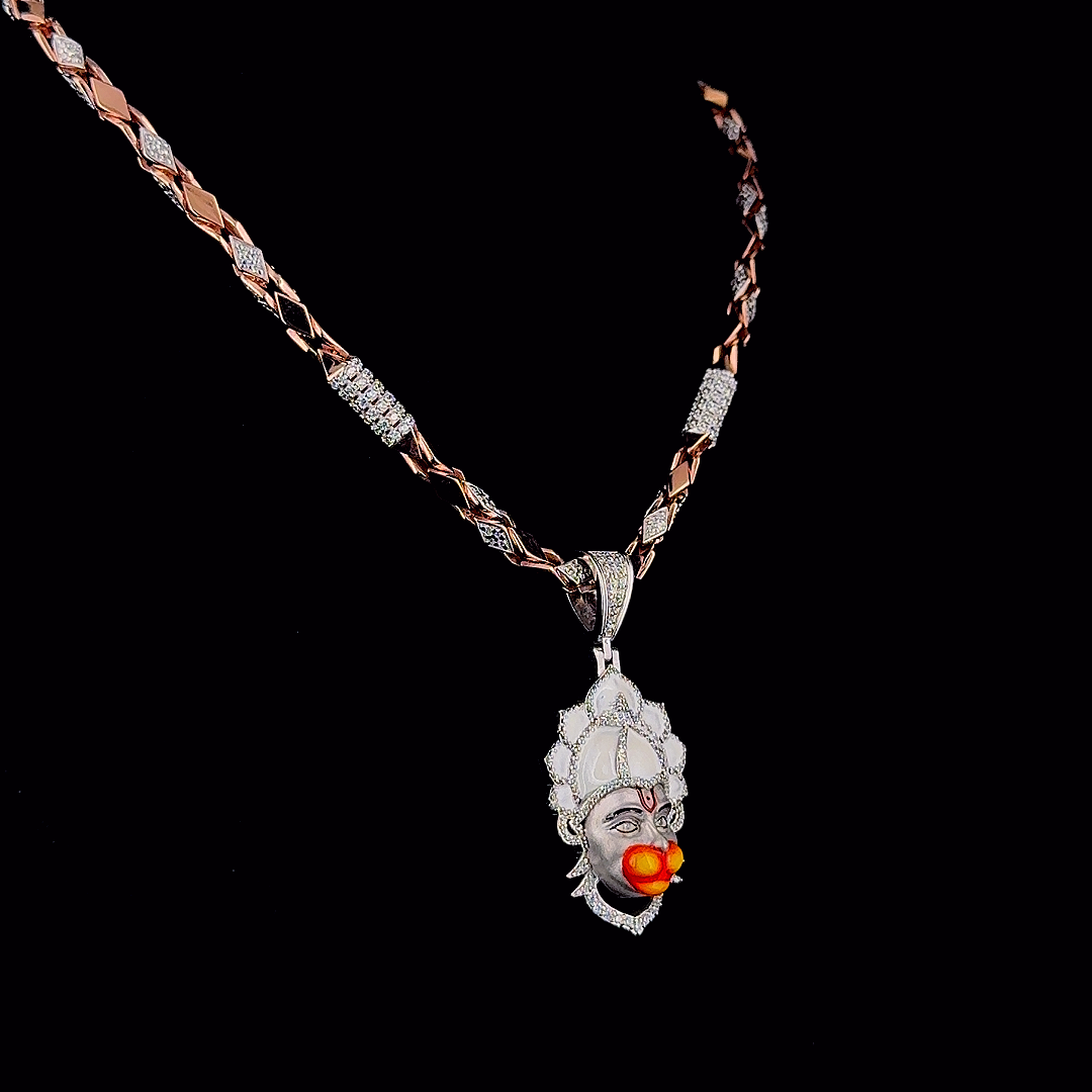 92.5 SILVER  HANUMAN DADA PENDENT WITH CHAIN