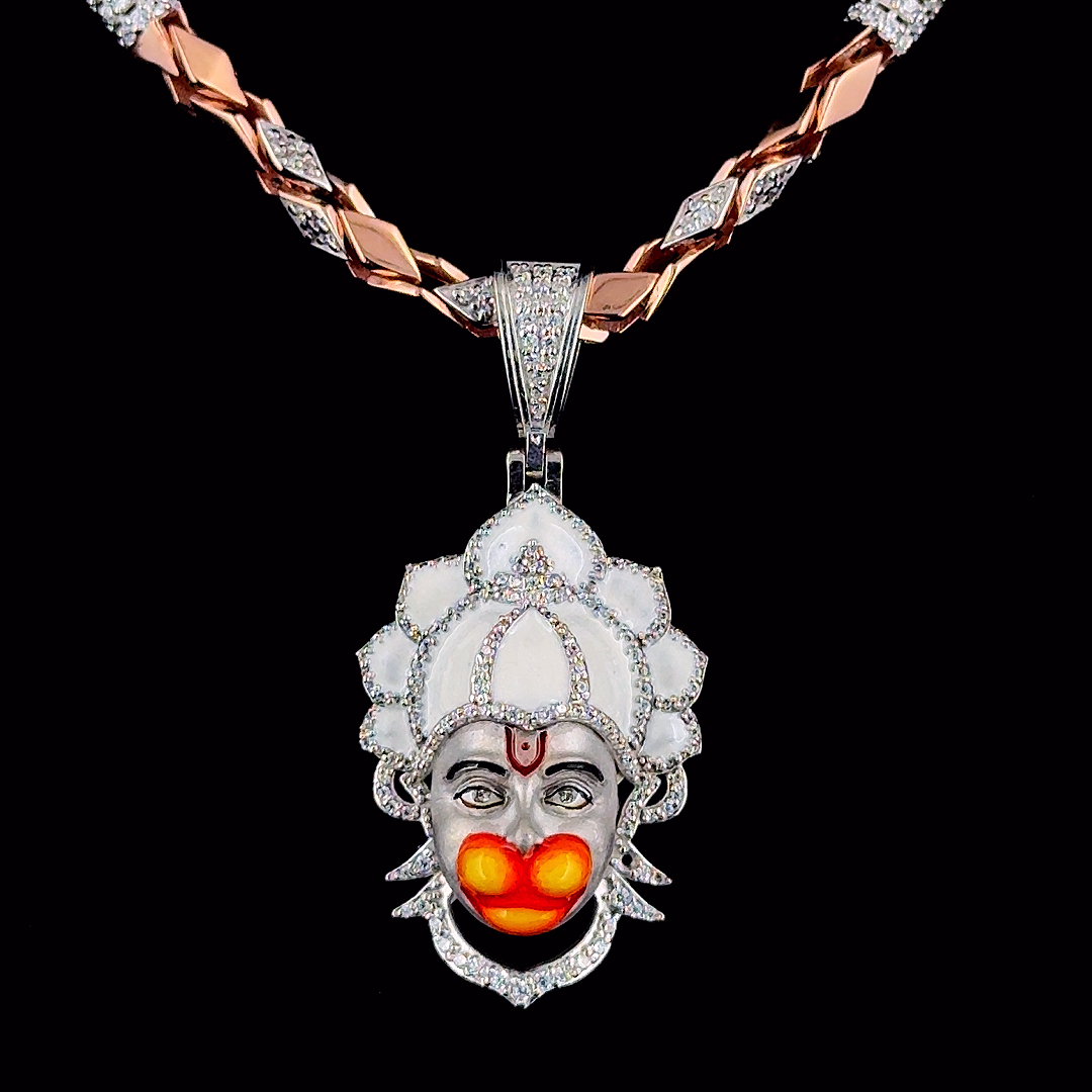 92.5 SILVER  HANUMAN DADA PENDENT WITH CHAIN
