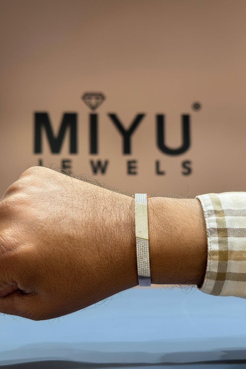 MIYU 925 Sterling Silver Dual Tone Luxury Bracelet for Men