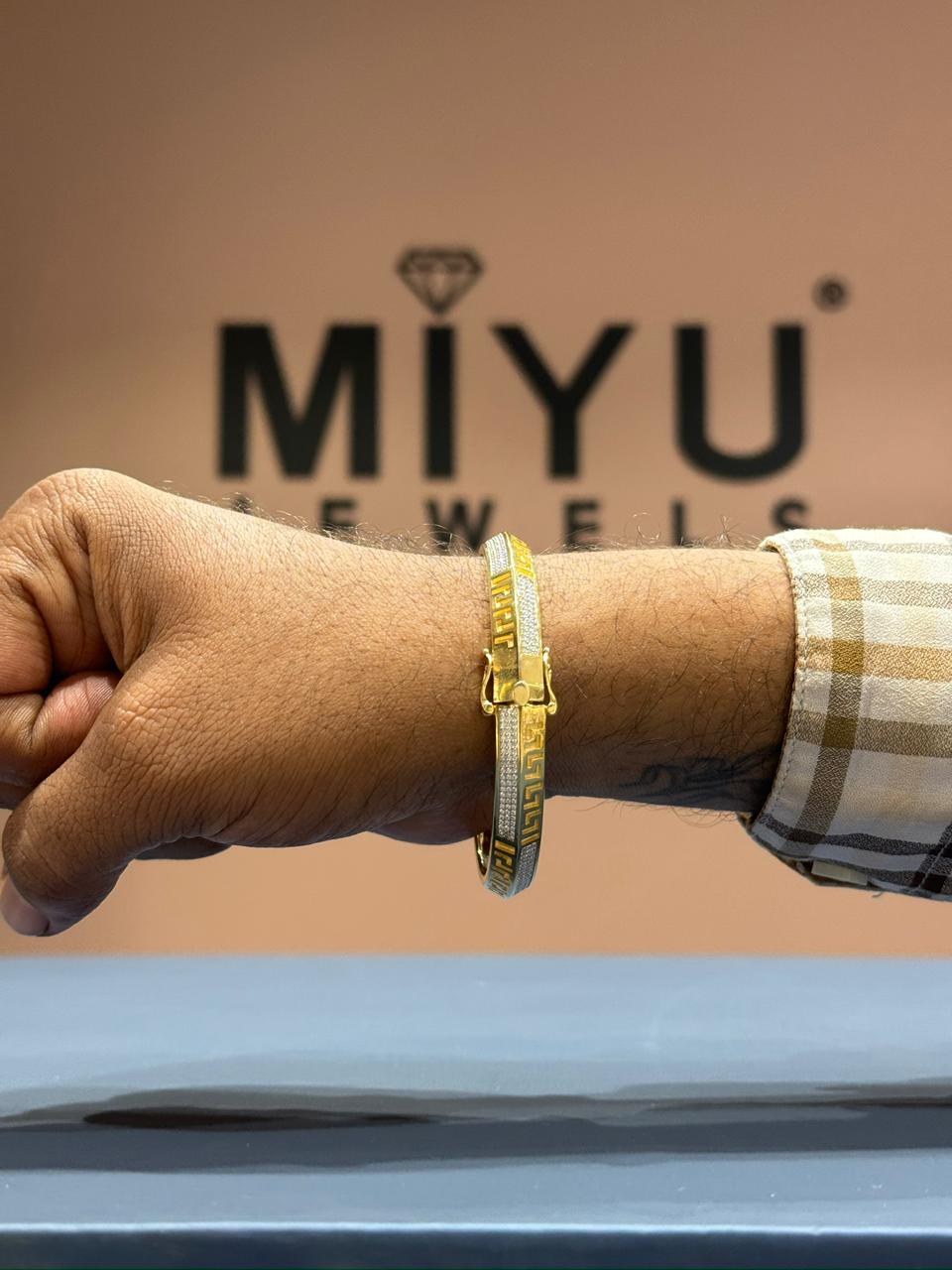 MIYU 925 Sterling Silver Greek Pattern Dual Tone Bracelet for Men