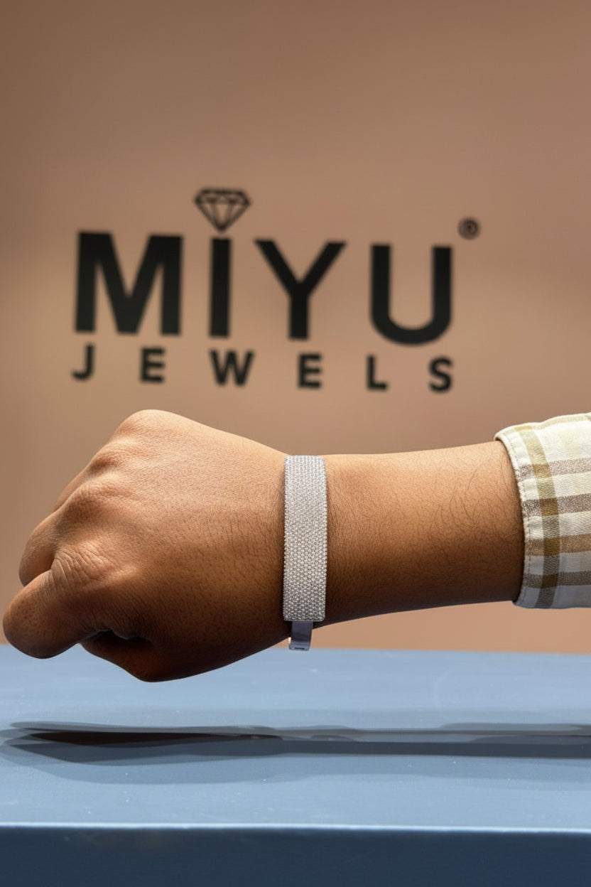 MIYU 925 Sterling Silver Full Iced Luxury Bracelet for Men