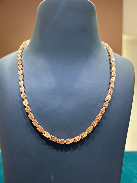 MIYU 925 Sterling Silver Royal Link Rose Gold Necklace