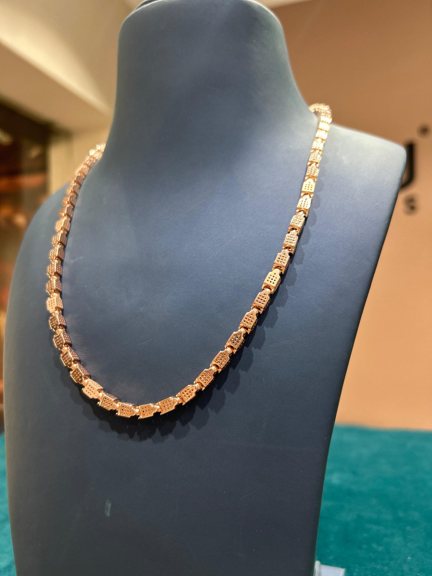 MIYU 925 Sterling Silver Royal Link Rose Gold Necklace