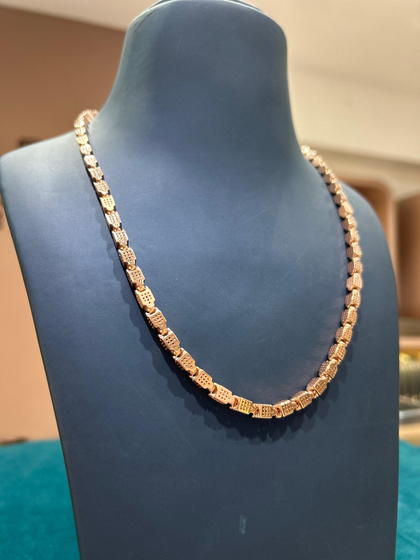 MIYU 925 Sterling Silver Royal Link Rose Gold Necklace
