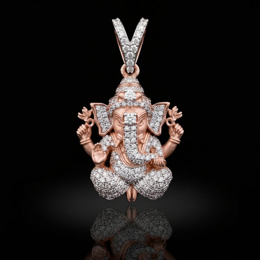 925 Sterling Silver Rose Gold Plated Lord Ganesha Pendent
