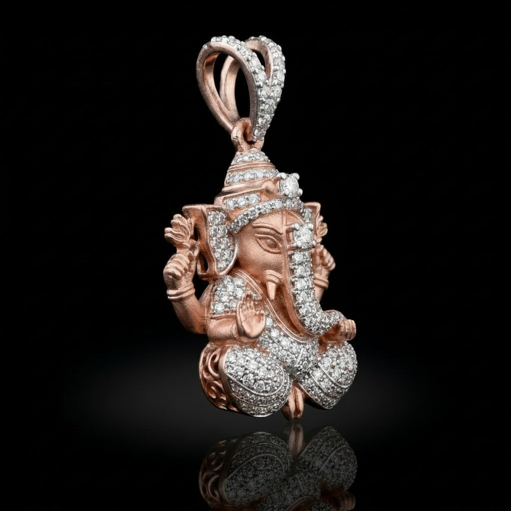 925 Sterling Silver Rose Gold Plated Lord Ganesha Pendent